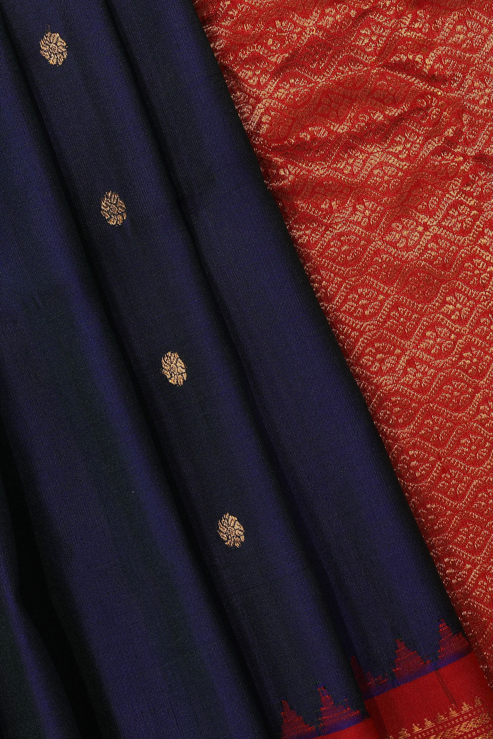Gadwal Silk Navy Blue Saree