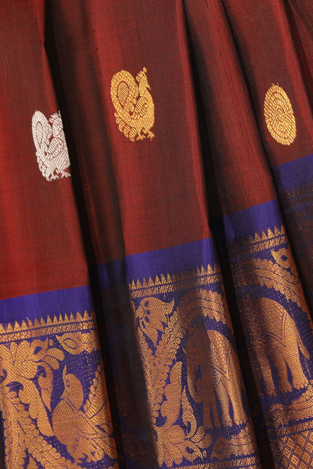 Gadwal Silk Maroon Saree