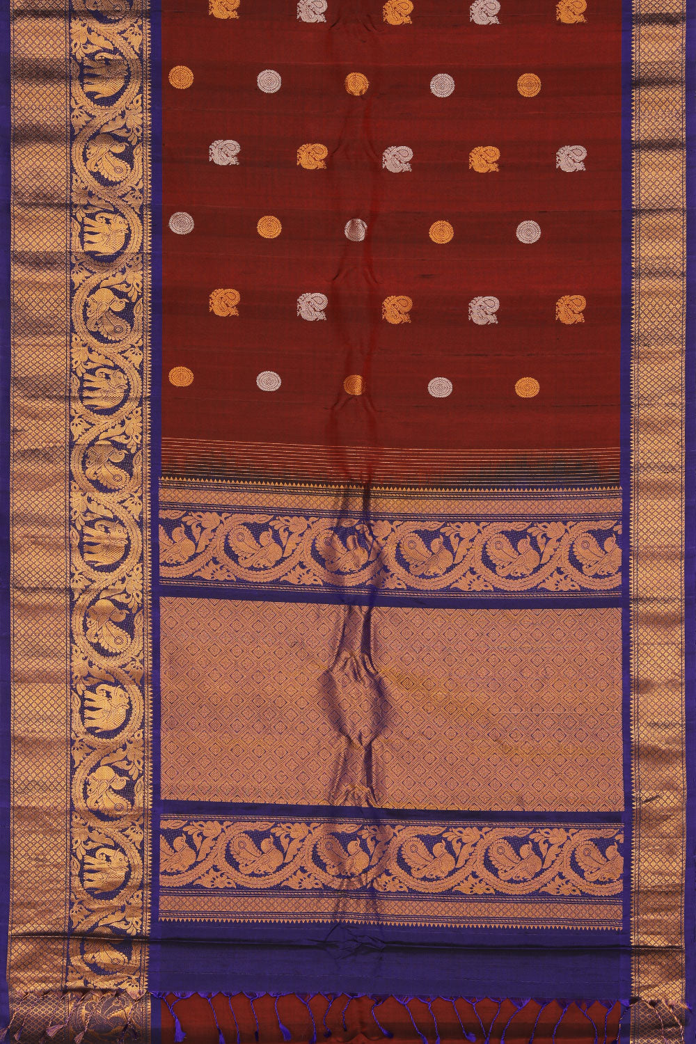 Gadwal Silk Maroon Saree