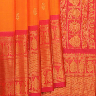 Gadwal Silk Coral-Orange Saree