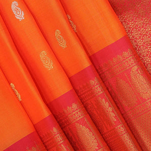Gadwal Silk Coral-Orange Saree