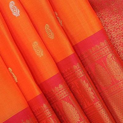 Gadwal Silk Coral-Orange Saree