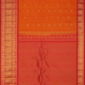 Gadwal Silk Coral-Orange Saree