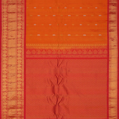 Gadwal Silk Coral-Orange Saree