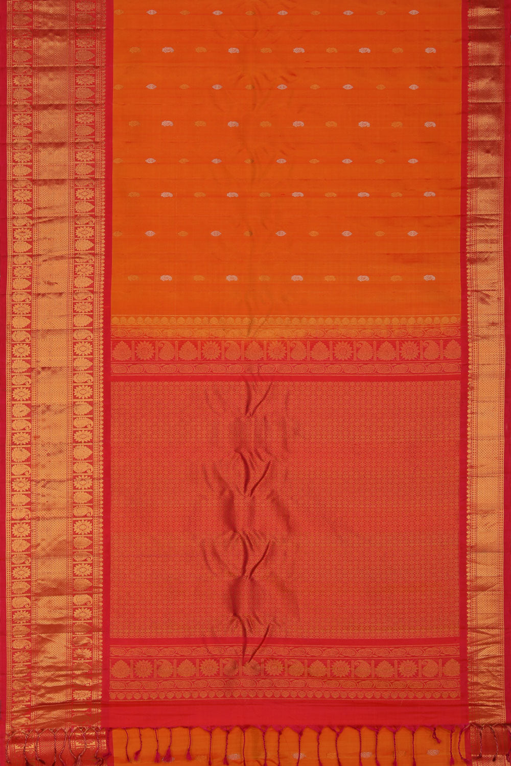 Gadwal Silk Coral-Orange Saree