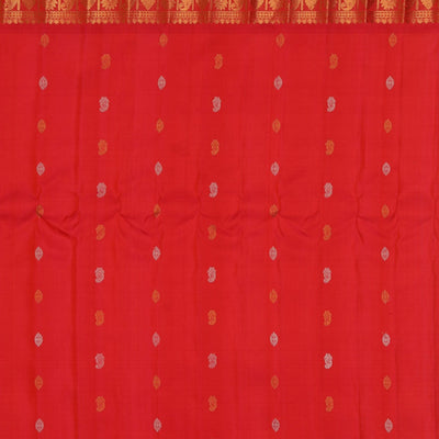 Gadwal Silk Coral-Orange Saree