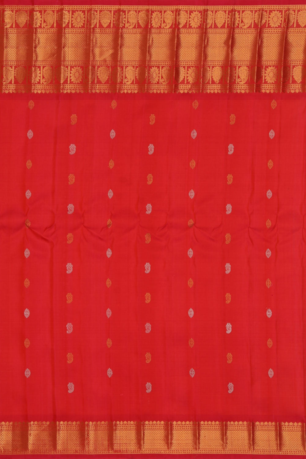 Gadwal Silk Coral-Orange Saree