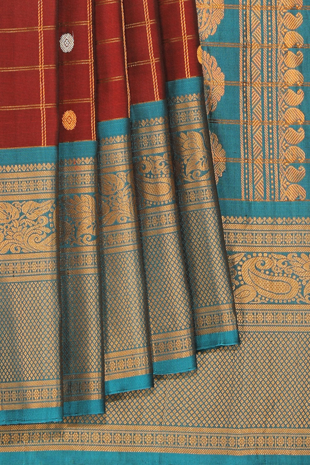 Gadwal Silk Maroon Saree