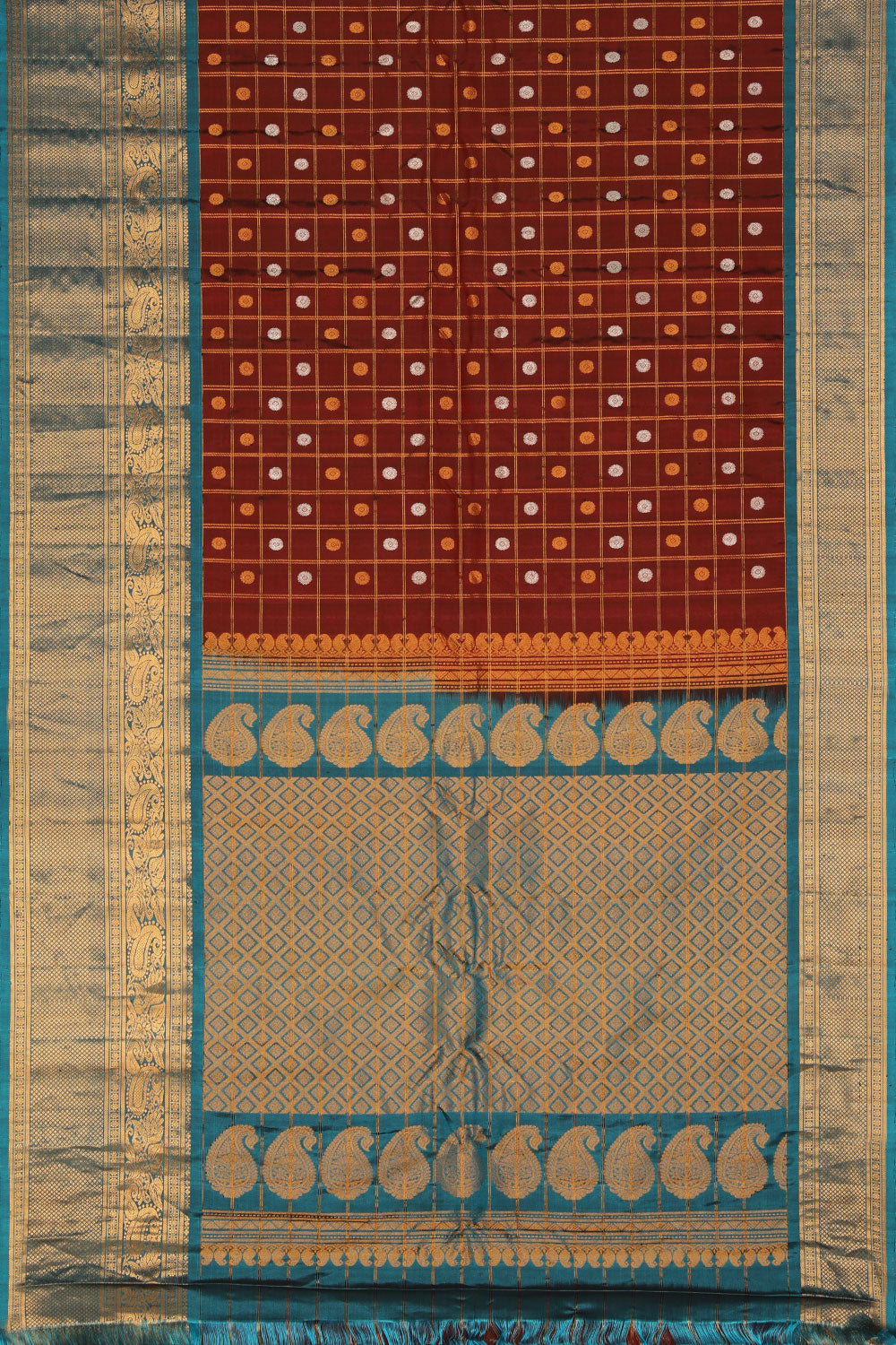 Gadwal Silk Maroon Saree