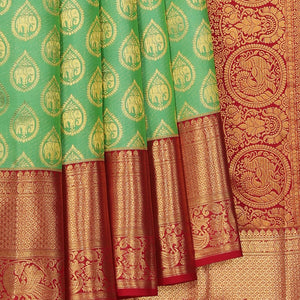 Kanchipattu Aqua-Green Saree
