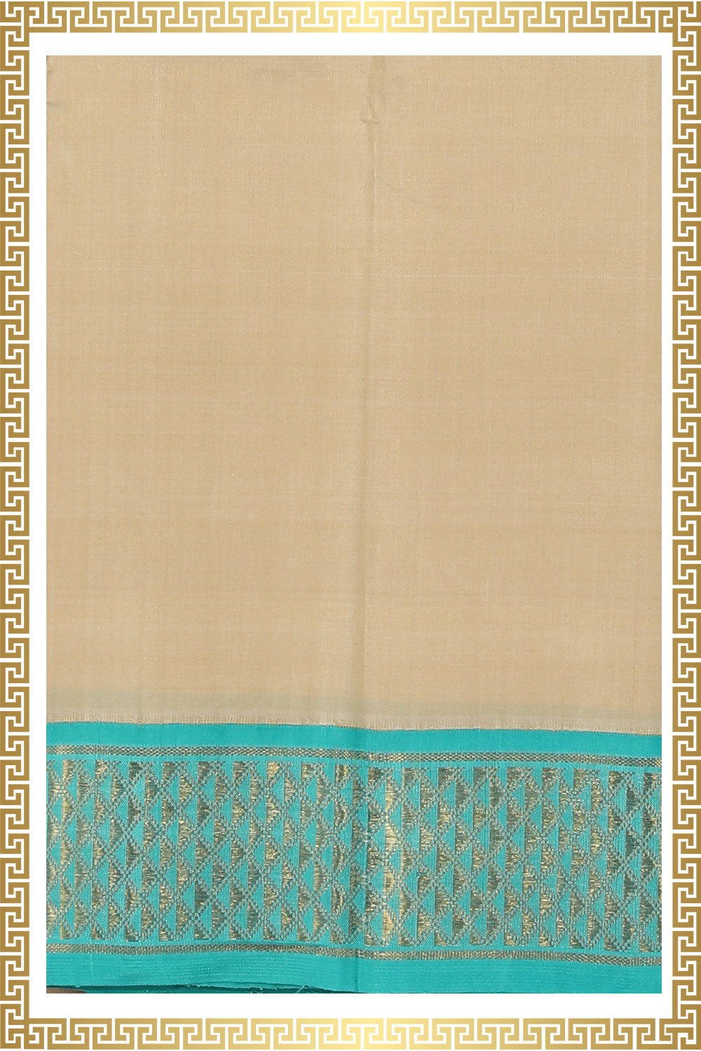 Kanchi Pure Silk Beige Traditional Dhoti With Kanduva (8 X 4)