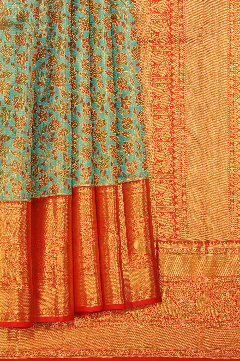 Kanchipattu An Ethereal Gold/Green Saree