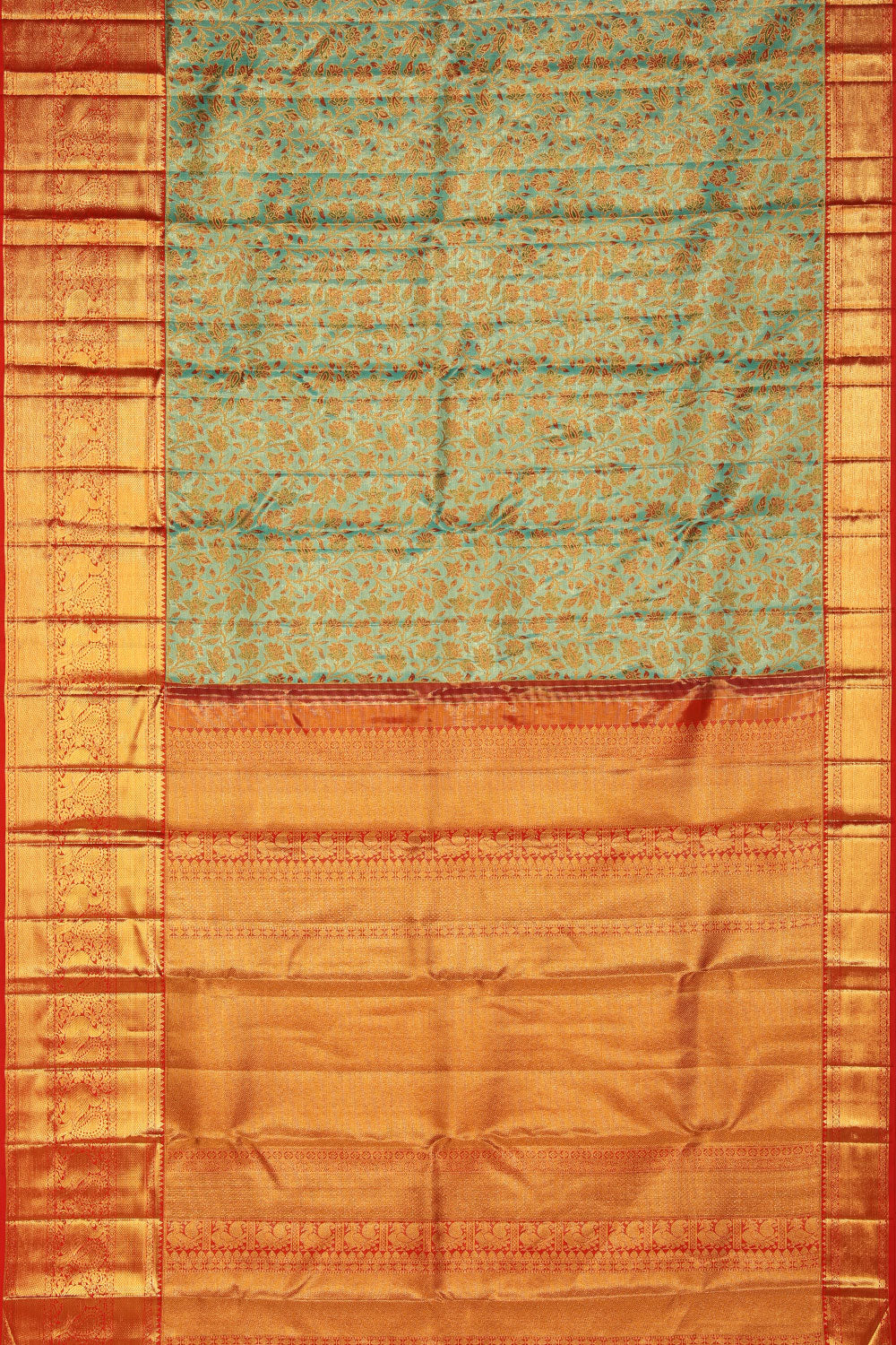 Kanchipattu An Ethereal Gold/Green Saree