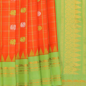 Gadwal Silk Coral-Orange Saree