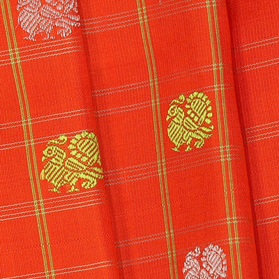 Gadwal Silk Coral-Orange Saree