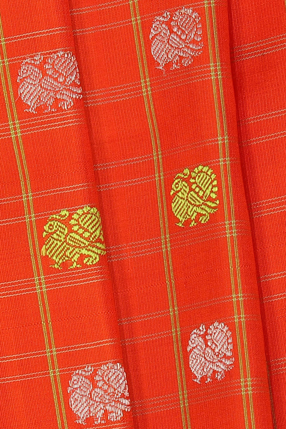 Gadwal Silk Coral-Orange Saree