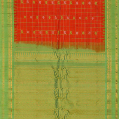 Gadwal Silk Coral-Orange Saree