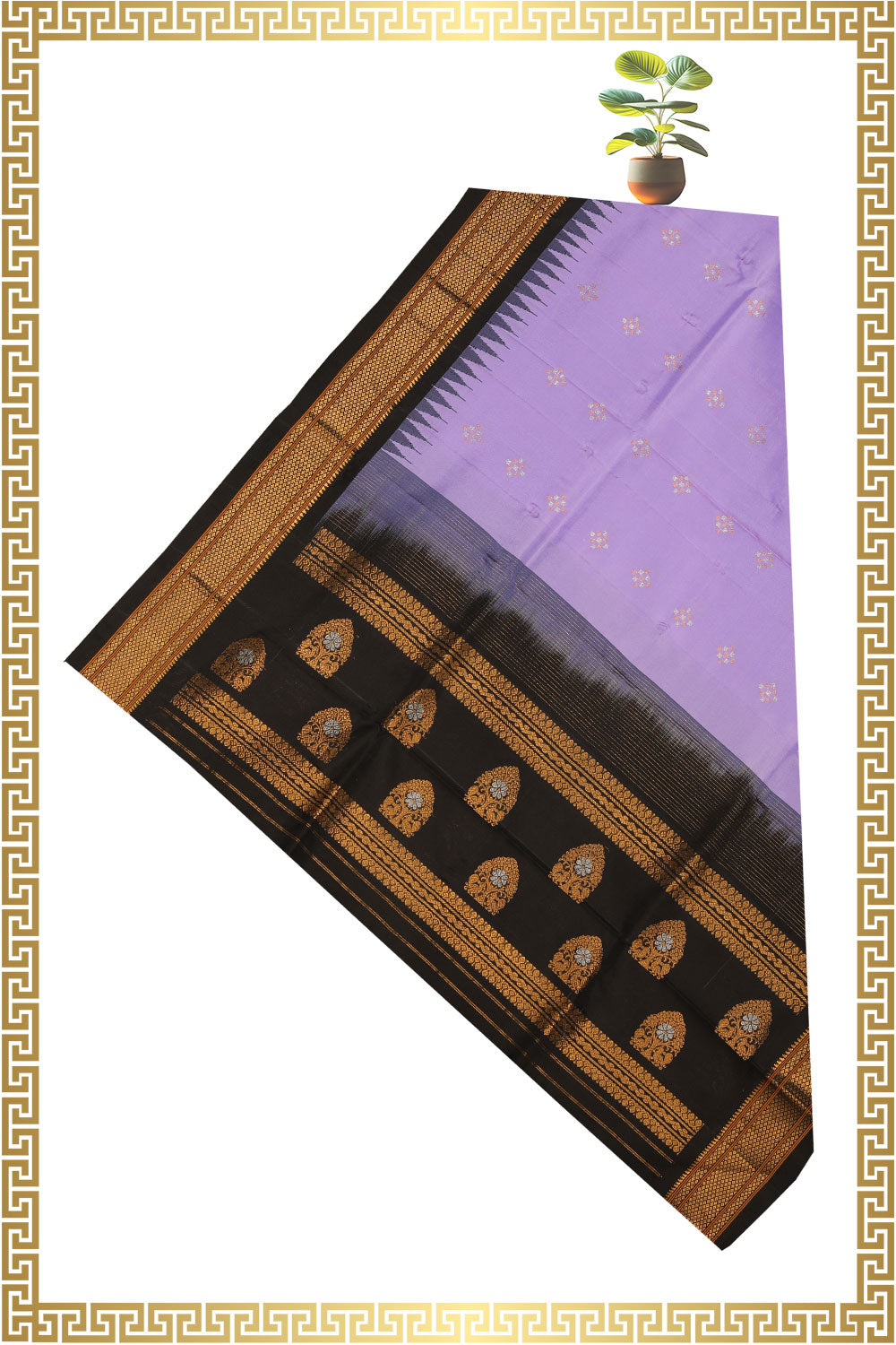 Gadwal Purple Dupatta With Kanchi Border
