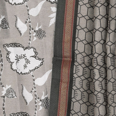 Grey Unstitched Suit With Dupatta (3 Pcs Set)