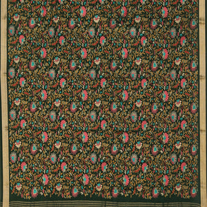 Crepe Silk Bottle Green Embroidered Saree