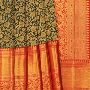 Kanchipattu Brocade Bottle Green Saree