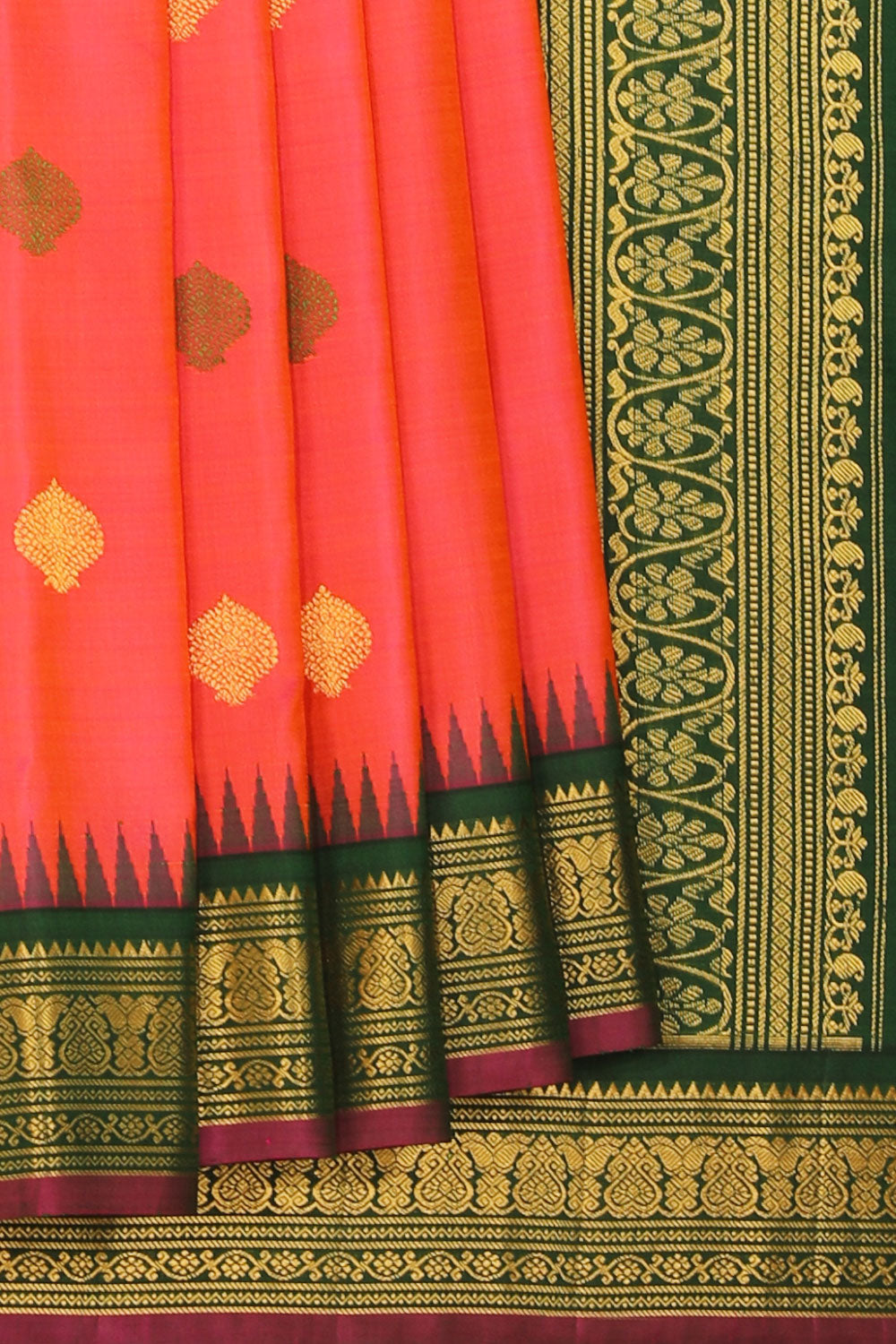 Gadwal Fuchsia-Pink Saree