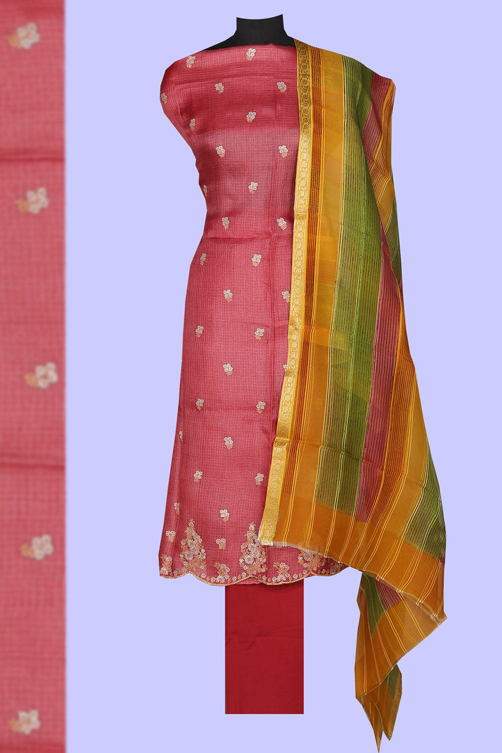 Gorgeous Kota Unstitched Suit With Dupatta (3 Pcs Set)
