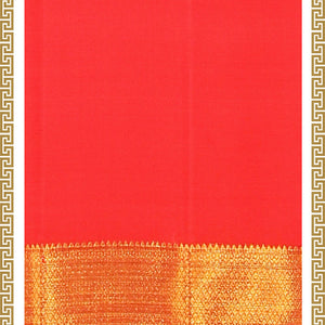 Kanchi Silk Coral-Red Traditional Dhoti With Kanduva (8 X 4)