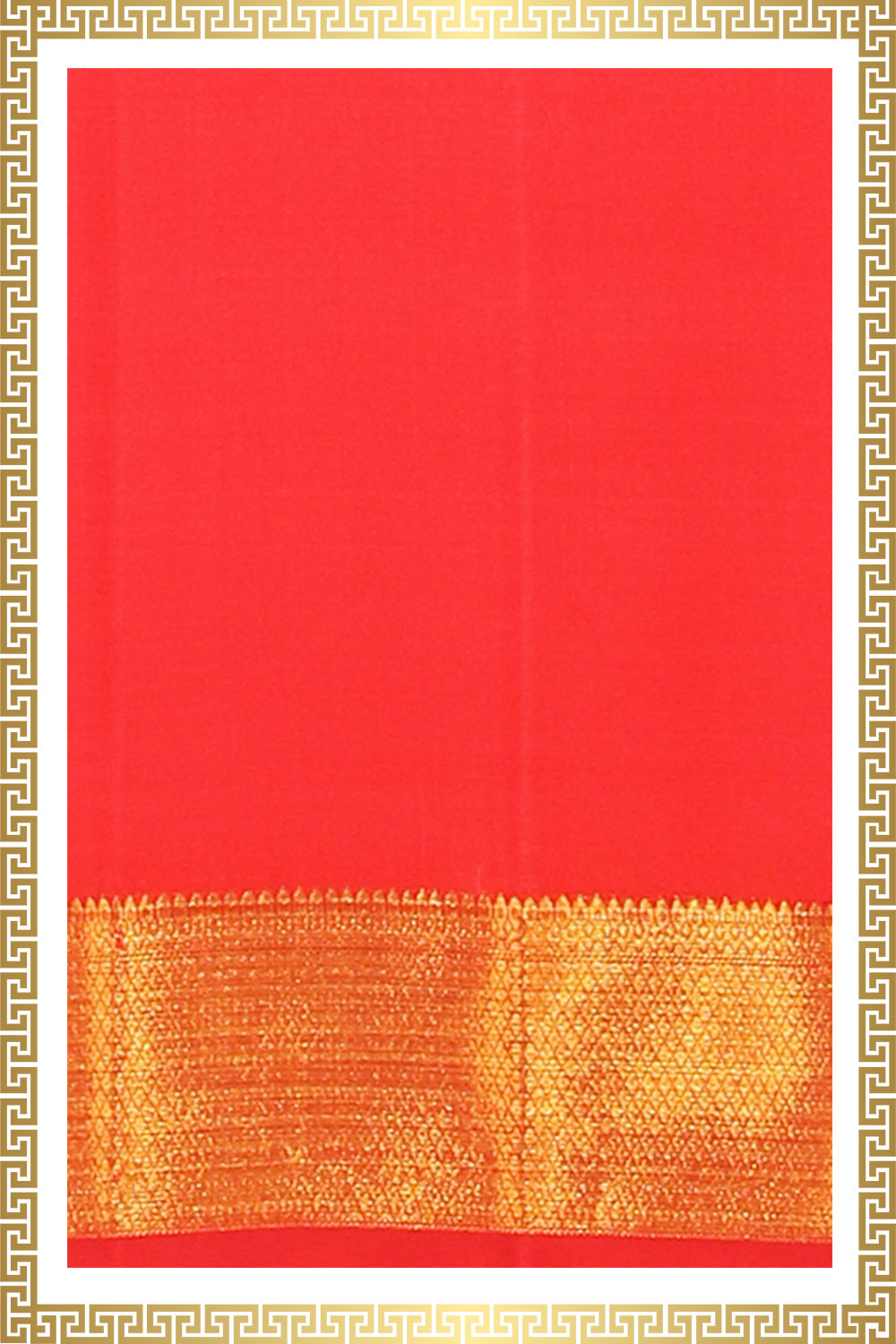Kanchi Silk Coral-Red Traditional Dhoti With Kanduva (8 X 4)