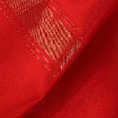 Kanchi Silk Coral-Red Traditional Dhoti With Kanduva (8 X 4)