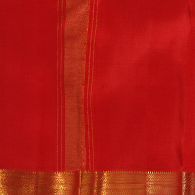 Kanchi Silk Coral-Red Traditional Dhoti With Kanduva (8 X 4)