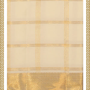 Kanchi Silk Ivory Cream Traditional Dhoti With Kanduva (8 X 4)