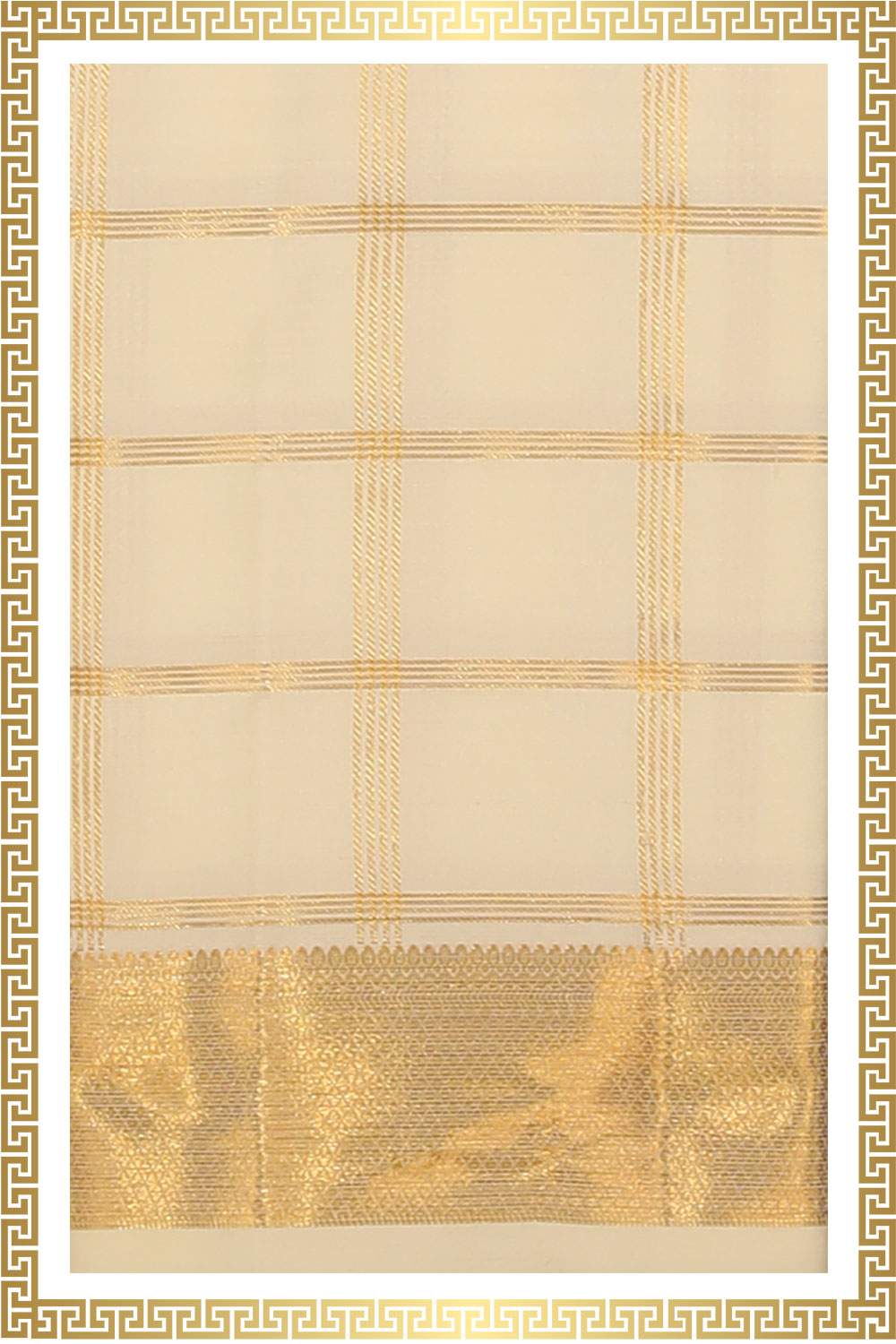 Kanchi Silk Ivory Cream Traditional Dhoti With Kanduva (8 X 4)