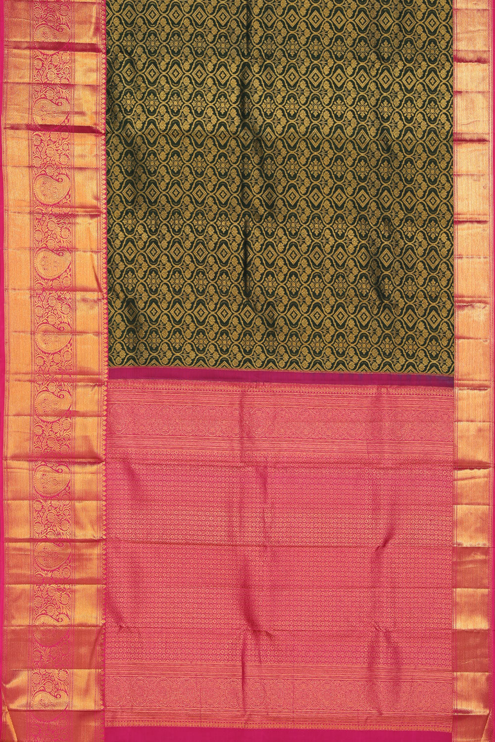 Kanchipattu Brocade Bottle Green Saree