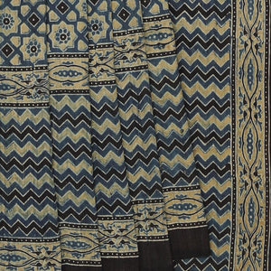 Dupion Silk Ajrakh Printed Saree
