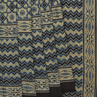 Dupion Silk Ajrakh Printed Saree