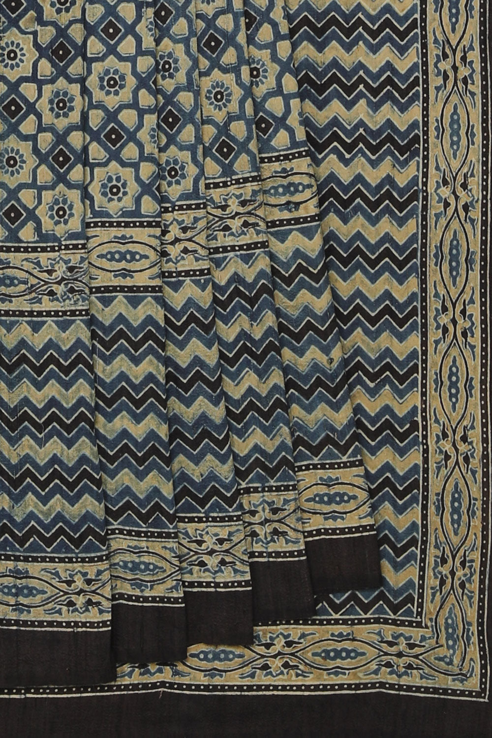 Dupion Silk Ajrakh Printed Saree