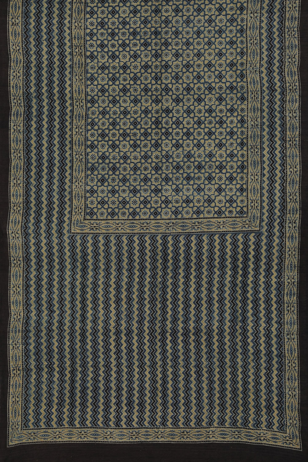 Dupion Silk Ajrakh Printed Saree