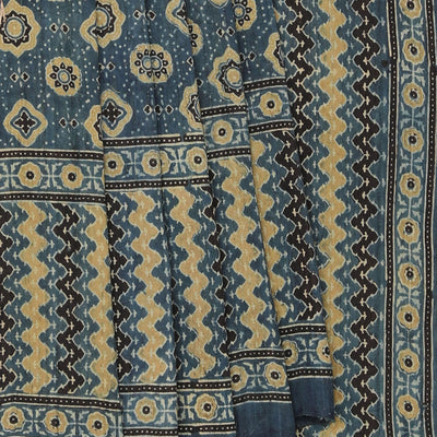 Dupion Silk Ajrakh Printed Saree