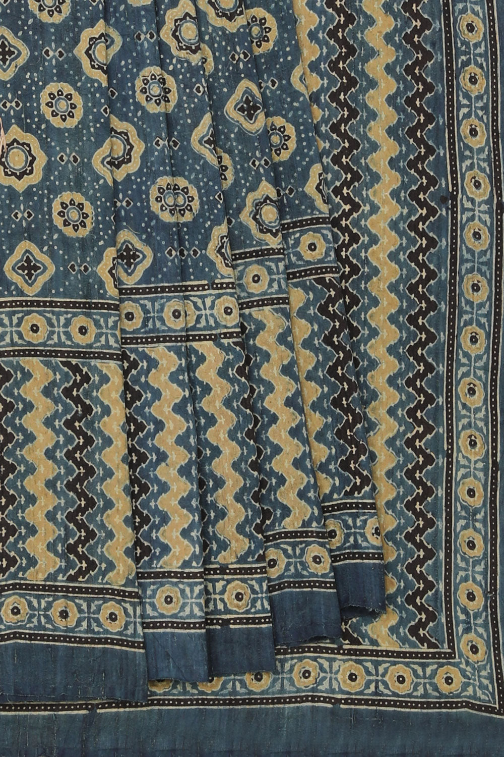 Dupion Silk Ajrakh Printed Saree