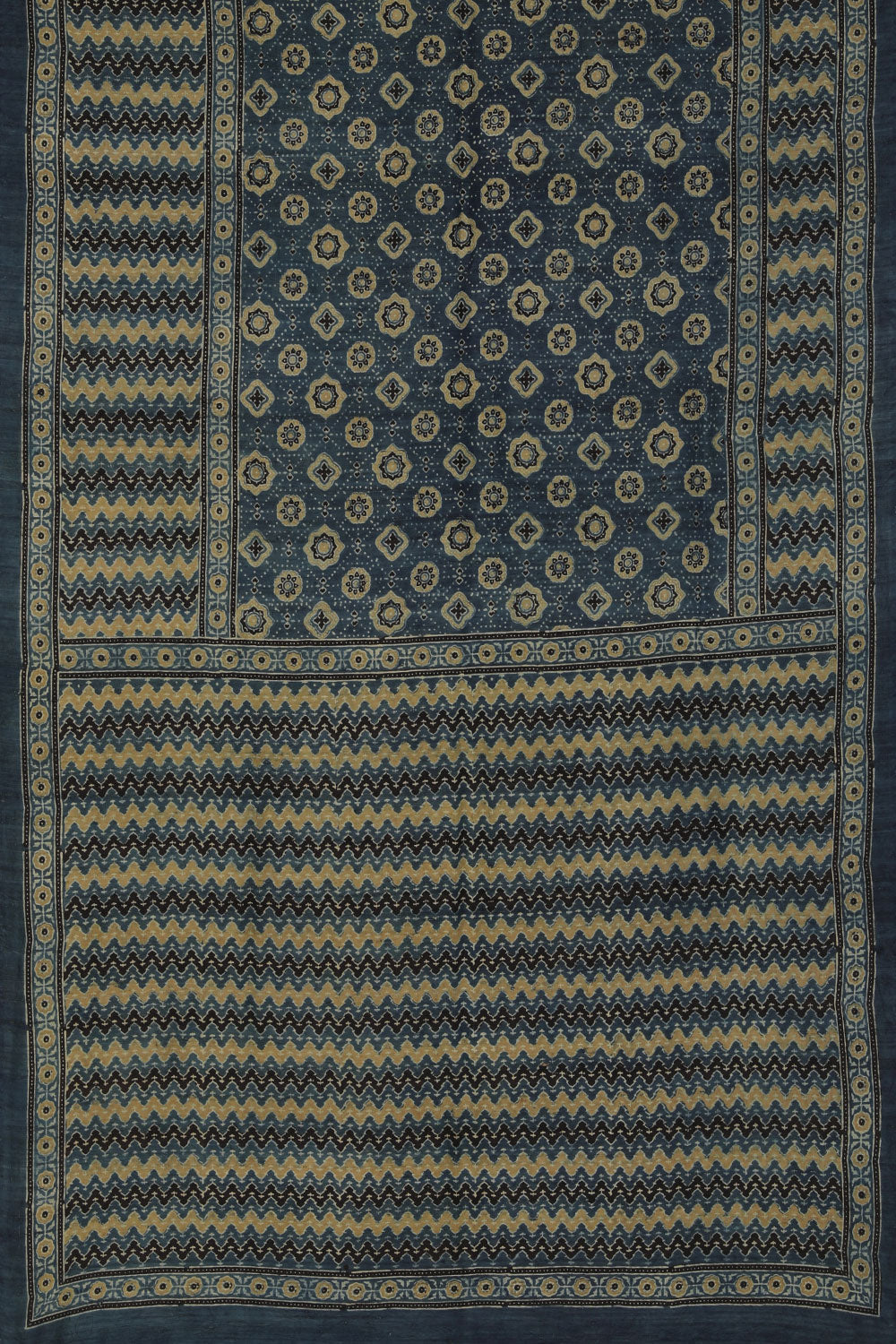 Dupion Silk Ajrakh Printed Saree