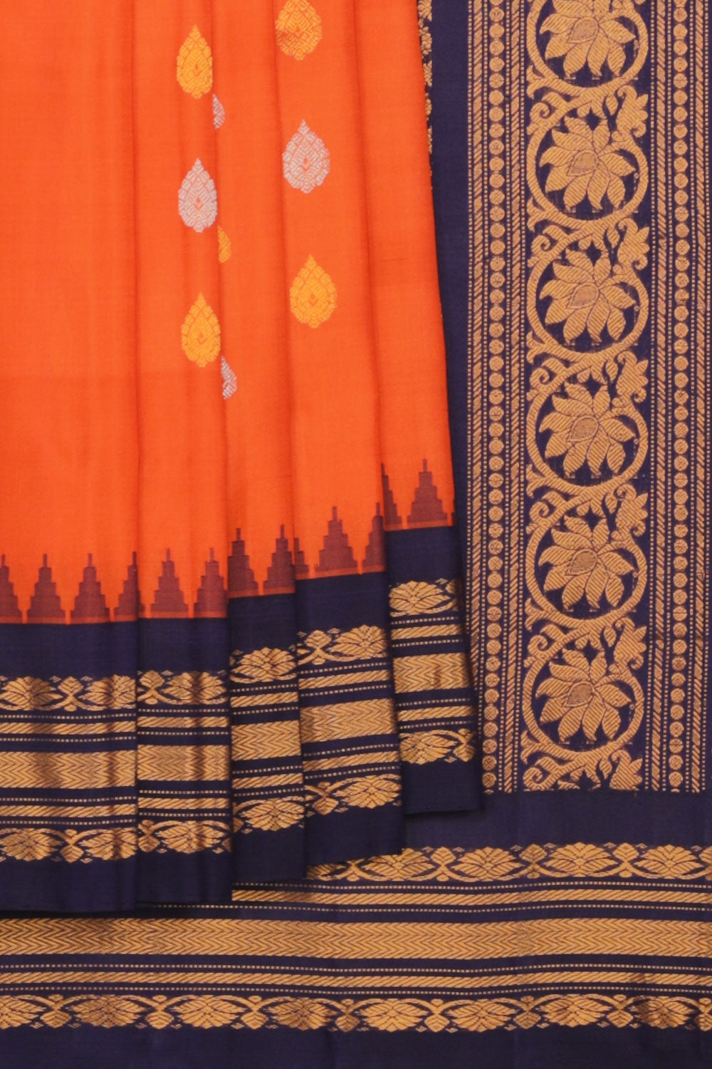 Gadwal Silk Orange Saree