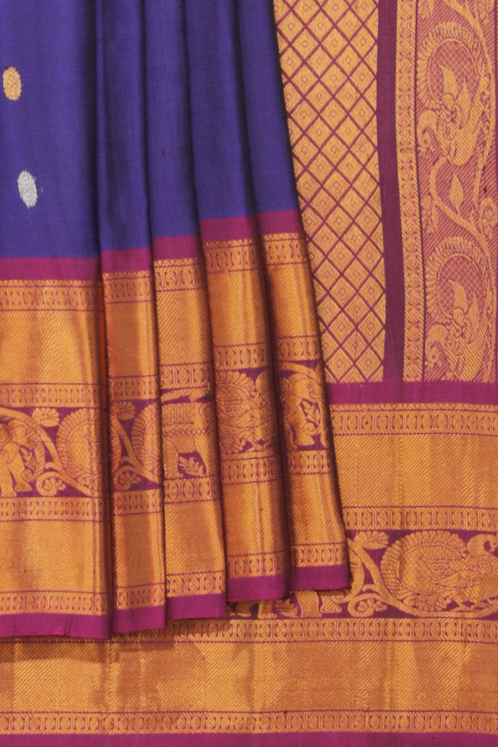 Gadwal Indigo Blue Saree