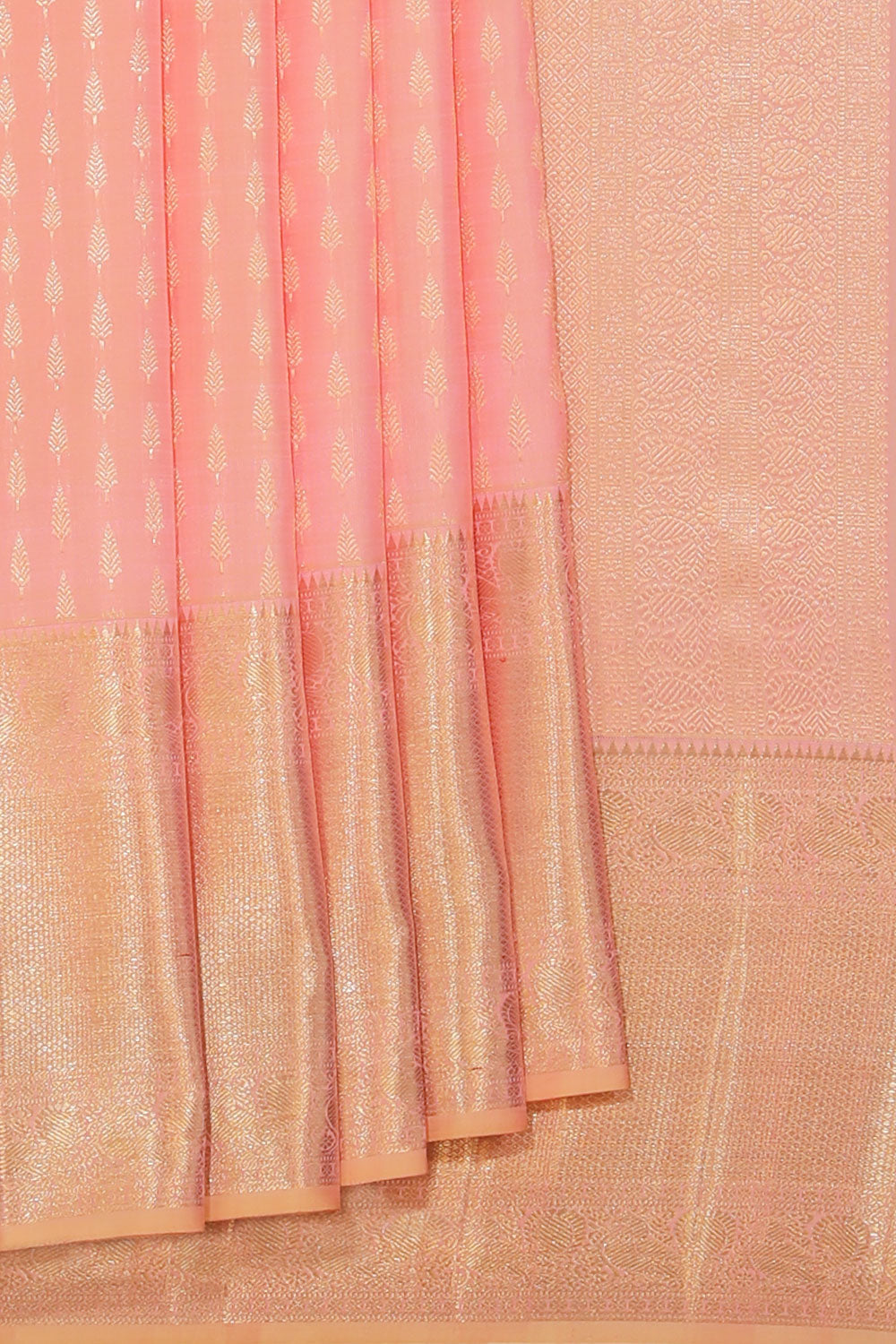 Kanchipattu Brocade Coral-Peach Saree