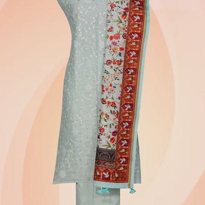 Cotton Silk Unstitched Suit With Dupatta (3 Pcs Set)