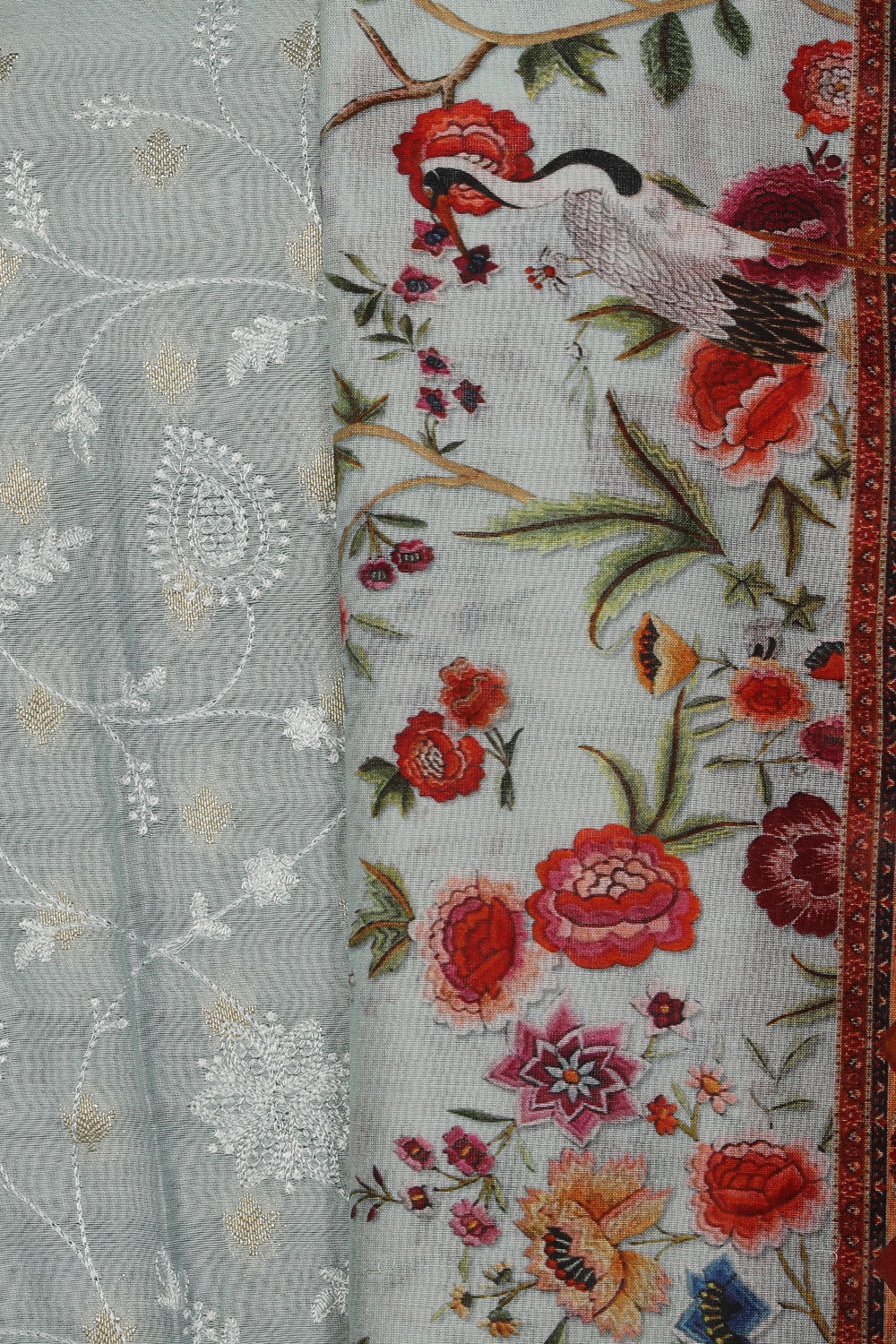 Cotton Silk Unstitched Suit With Dupatta (3 Pcs Set)