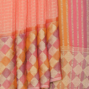 Georgette Coral-Peach Saree