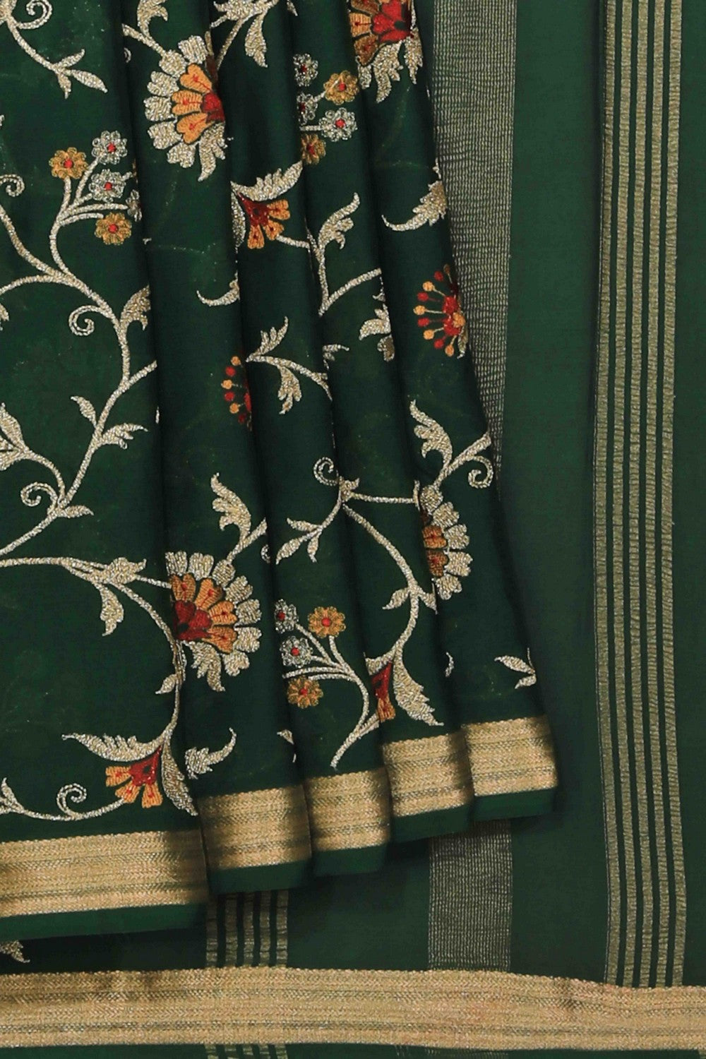 Crepe Silk Green Saree