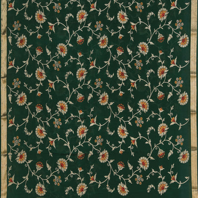 Crepe Silk Green Saree