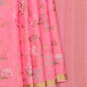 Crepe Silk Coral Pink Saree